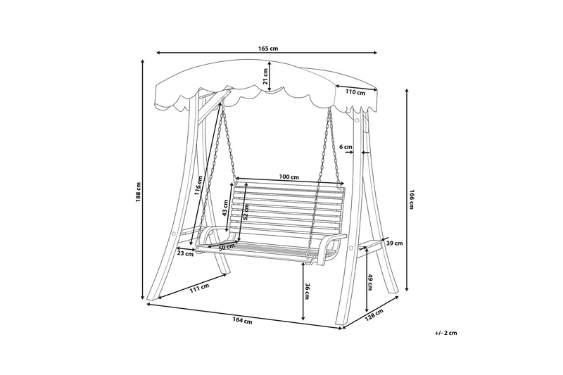 Andria Hängsoffa 164 cm - Trä/Natur - Utemöbler - Utesoffor & bänkar - Hammock