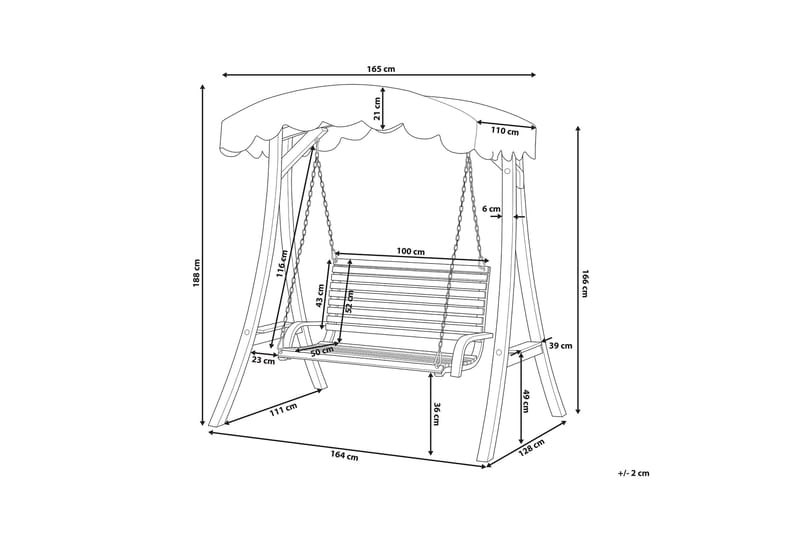 Andria Hängsoffa 164 cm - Trä/Natur - Utemöbler - Utesoffor & bänkar - Hammock