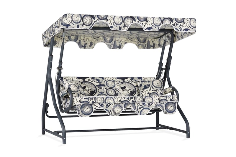 Gowanda 3-sits Hammock med Tak - Vit/blå - Utemöbler - Utesoffor & bänkar - Hammock