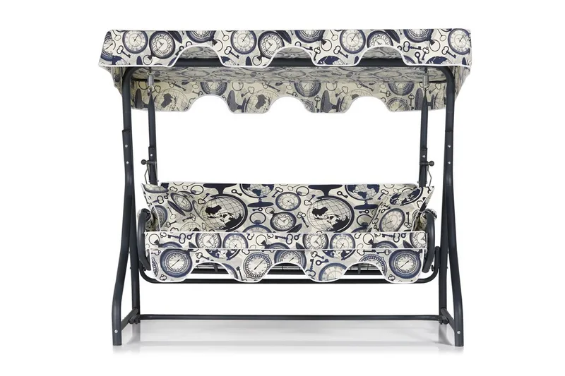 Gowanda 3-sits Hammock med Tak, Vit/blå