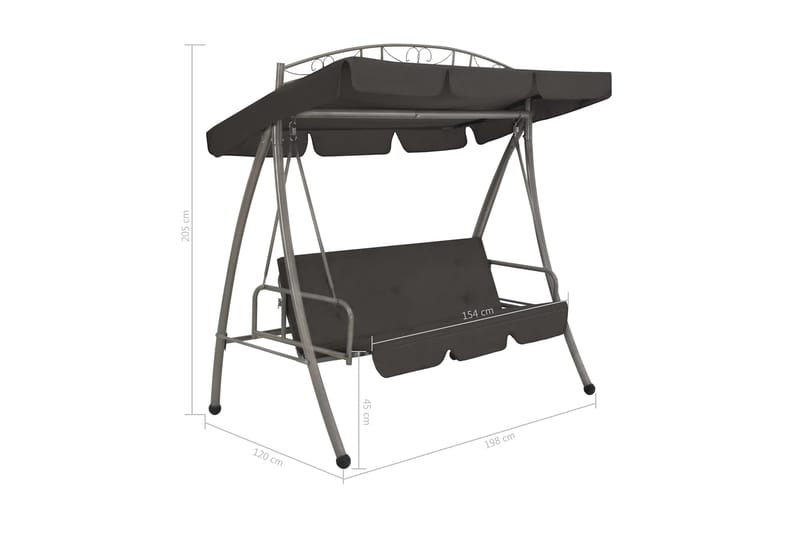 Hammock med tak antracit 198x120x205 cm stål - Grå - Utemöbler - Utesoffor & bänkar - Hammock