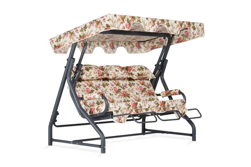 ICTERINA 3-sits Hammock med Tak Blommig/Grå - Utemöbler - Utesoffor & bänkar - Hammock