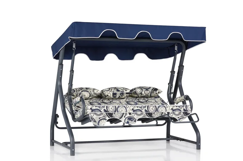 Icterina 3-sits Hammock med Tak - Vit/Mörkblå - Utemöbler - Utesoffor & bänkar - Hammock