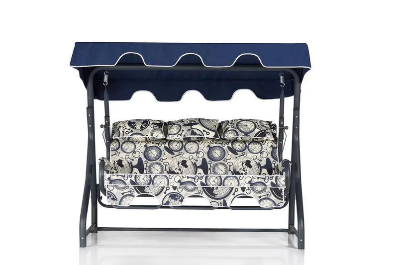 Icterina 3-sits Hammock med Tak - Vit/Mörkblå - Utemöbler - Utesoffor & bänkar - Hammock