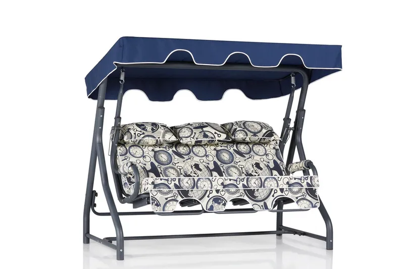 Icterina 3-sits Hammock med Tak - Vit/Mörkblå - Utemöbler - Utesoffor & bänkar - Hammock