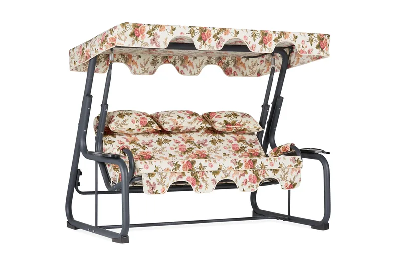 Jaudling 3-sits Hammock med Tak - Blommig/Grå - Utemöbler - Utesoffor & bänkar - Hammock