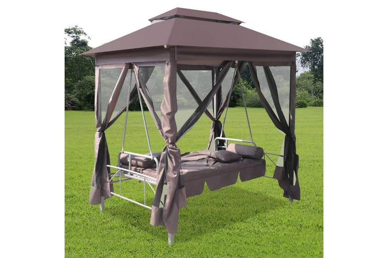 Paviljong med hammock kaffebrun - Brun - Utemöbler - Utesoffor & bänkar - Hammock