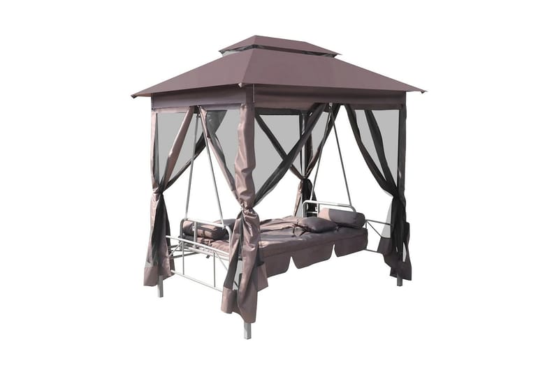 Paviljong med hammock kaffebrun - Brun - Utemöbler - Utesoffor & bänkar - Hammock