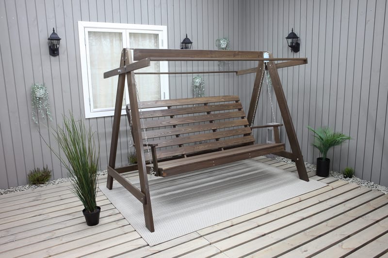 Pelle 3-sits Hammock utan tak, Brun