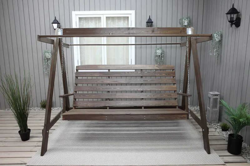 Pelle 3-sits Hammock utan tak - Brun - Utemöbler - Utesoffor & bänkar - Hammock