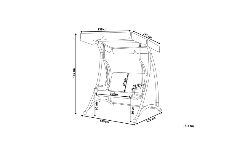 Tesero Hängsoffa 146 cm - Grå - Utemöbler - Utesoffor & bänkar - Hammock