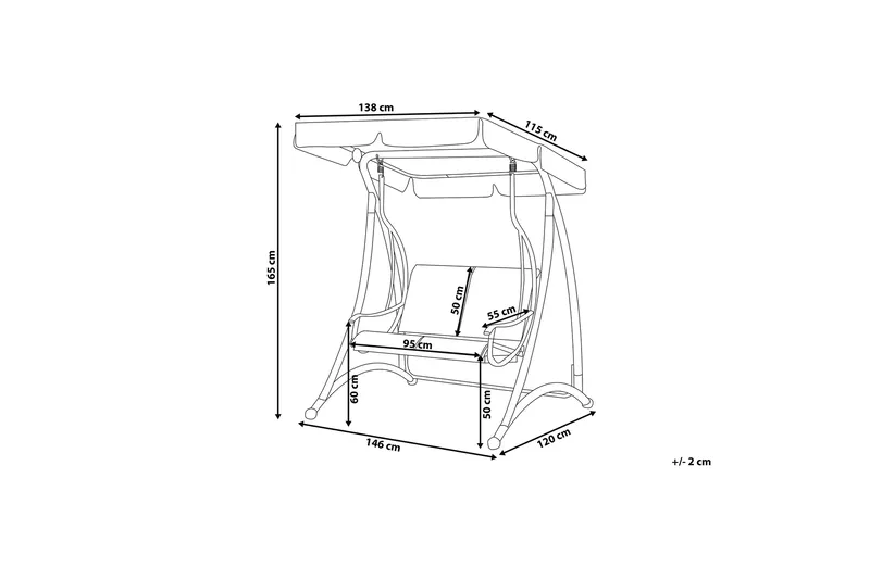 Tesero Hängsoffa 146 cm - Grå - Utemöbler - Utesoffor & bänkar - Hammock