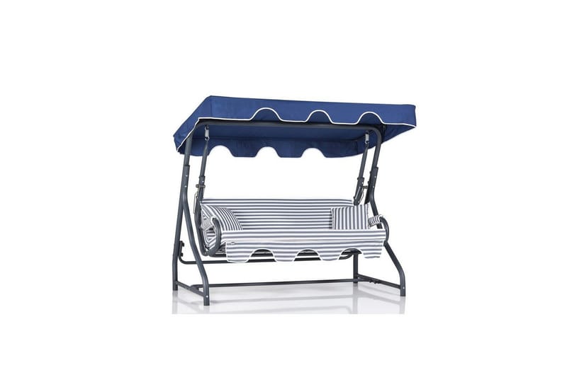 Trädgårds Trippel Gungstol Gowanda (200 x 165 x 110 cm) Ljusgrå / Blå - Ljusgrå / Blå - Utemöbler - Utesoffor & bänkar - Hammock