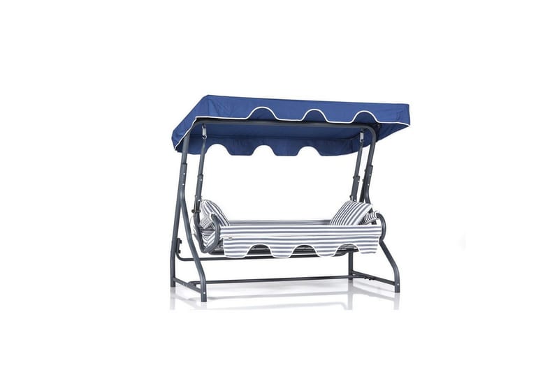 Trädgårds Trippel Gungstol Gowanda (200 x 165 x 110 cm) Ljusgrå / Blå - Ljusgrå / Blå - Utemöbler - Utesoffor & bänkar - Hammock