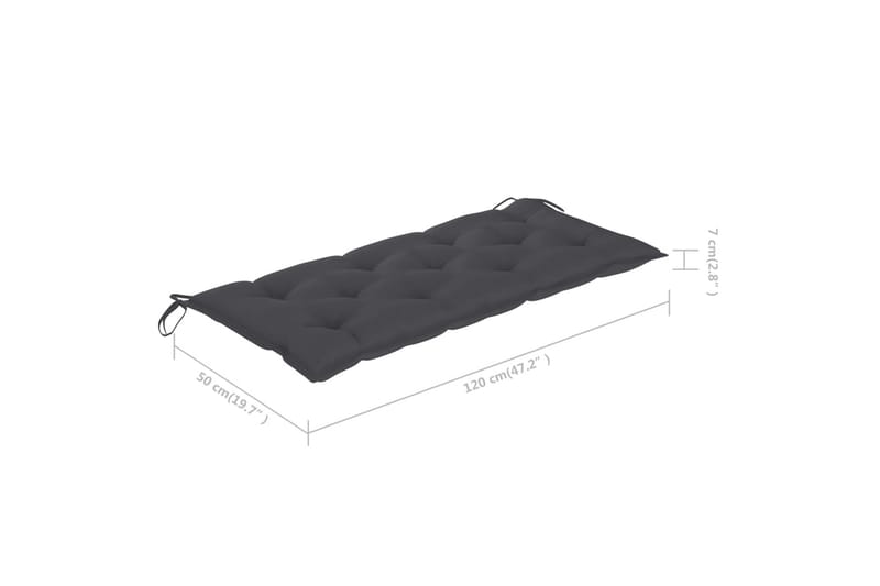 Hopfällbar Trädgårdsbänk med dyna 118 cm bambu - Grå - Utemöbler - Utesoffor & bänkar - Trädgårdssoffa