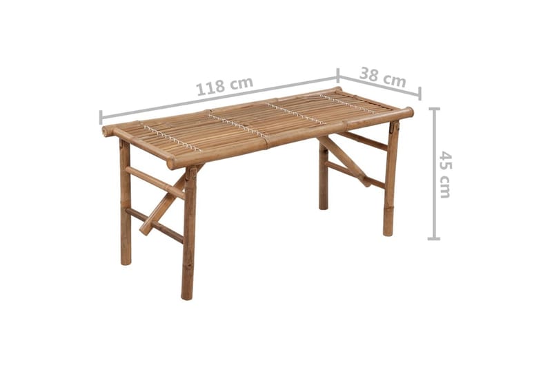 Hopfällbar Trädgårdsbänk med dyna 118 cm bambu - Grå - Utemöbler - Utesoffor & bänkar - Trädgårdssoffa