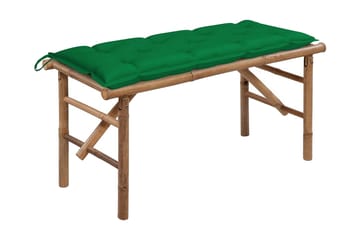 Hopfällbar Trädgårdsbänk med dyna 118 cm bambu