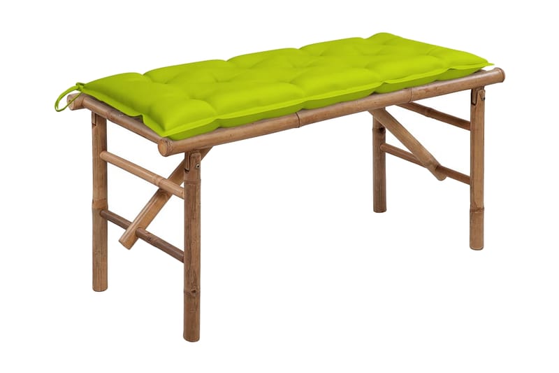 Hopfällbar Trädgårdsbänk med dyna 118 cm bambu - Grön - Utemöbler - Utesoffor & bänkar - Trädgårdssoffa