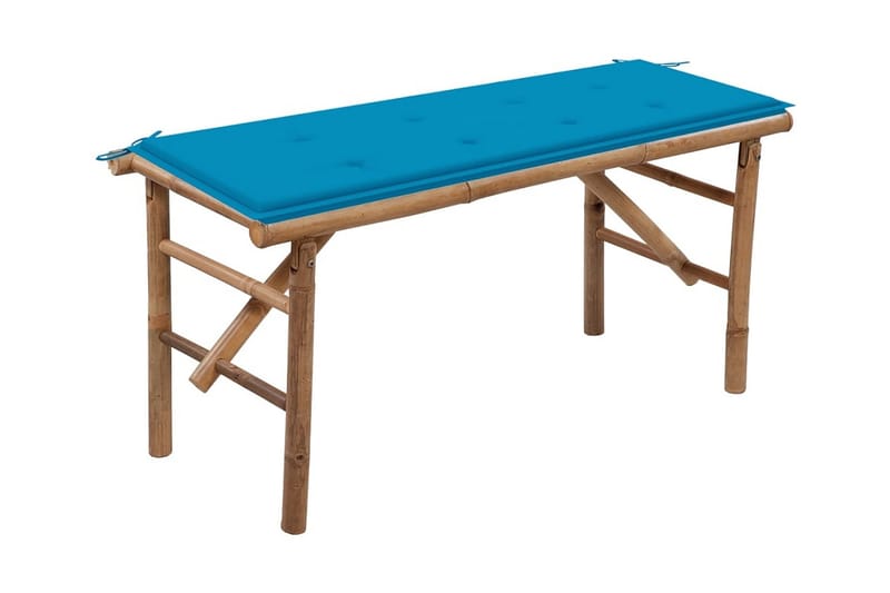 Hopfällbar Trädgårdsbänk med dyna 118 cm bambu - Ljusblå - Utemöbler - Utesoffor & bänkar - Trädgårdssoffa