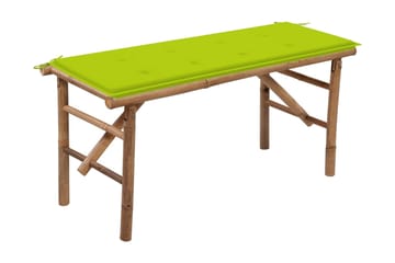Hopfällbar Trädgårdsbänk med dyna 118 cm bambu