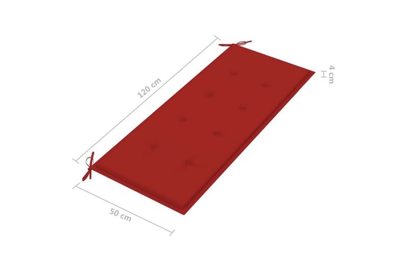 Hopfällbar Trädgårdsbänk med dyna 118 cm bambu - Röd - Utemöbler - Utesoffor & bänkar - Trädgårdssoffa