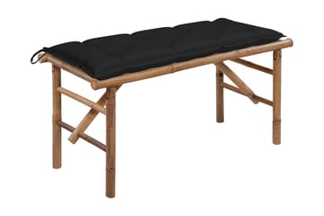 Hopfällbar Trädgårdsbänk med dyna 118 cm bambu