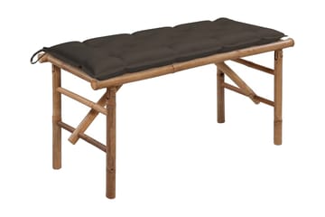Hopfällbar Trädgårdsbänk med dyna 118 cm bambu
