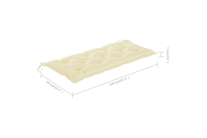 Hopfällbar Trädgårdsbänk med dyna 118 cm bambu - Vit - Utemöbler - Utesoffor & bänkar - Trädgårdssoffa