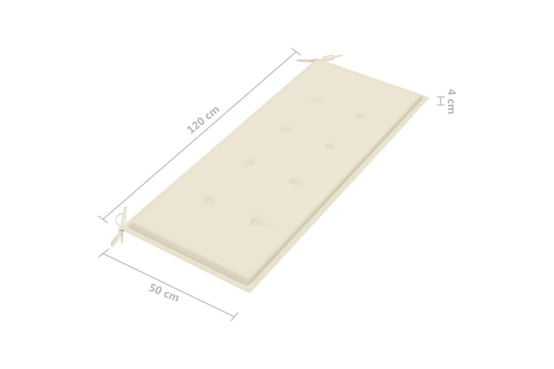 Hopfällbar Trädgårdsbänk med dyna 118 cm bambu - Vit - Utemöbler - Utesoffor & bänkar - Trädgårdssoffa