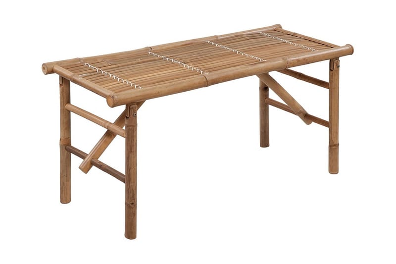 Hopfällbar Trädgårdsbänk med dyna 118 cm bambu - Vit - Utemöbler - Utesoffor & bänkar - Trädgårdssoffa