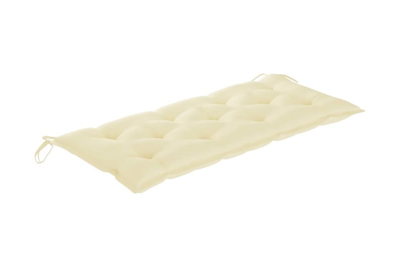 Hopfällbar Trädgårdsbänk med dyna 118 cm bambu - Vit - Utemöbler - Utesoffor & bänkar - Trädgårdssoffa