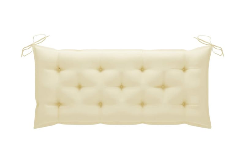 Hopfällbar Trädgårdsbänk med dyna 118 cm bambu - Vit - Utemöbler - Utesoffor & bänkar - Trädgårdssoffa