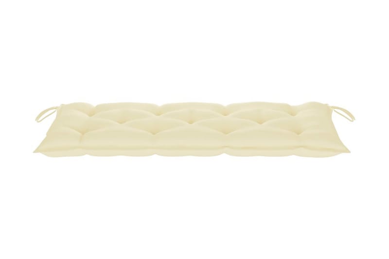 Hopfällbar Trädgårdsbänk med dyna 118 cm bambu - Vit - Utemöbler - Utesoffor & bänkar - Trädgårdssoffa