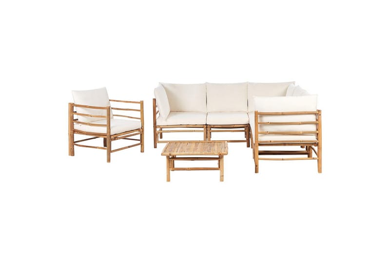 Hörnsoffa Cerreto Vit/ljust trä, 6-Sits, Vit/ljust trä, 6-Sits