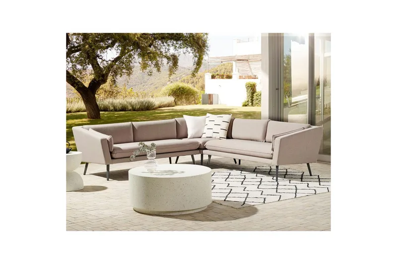 Hörnsoffa Loretello Beige/grå - Beige/grå - Utemöbler - Utesoffor & bänkar - Trädgårdssoffa