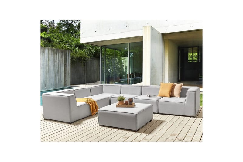 Hörnsoffa med fotpall Arezzo Grå/svart, Högervänd - Grå/svart, Högervänd - Utemöbler - Utesoffor & bänkar - Loungesoffa