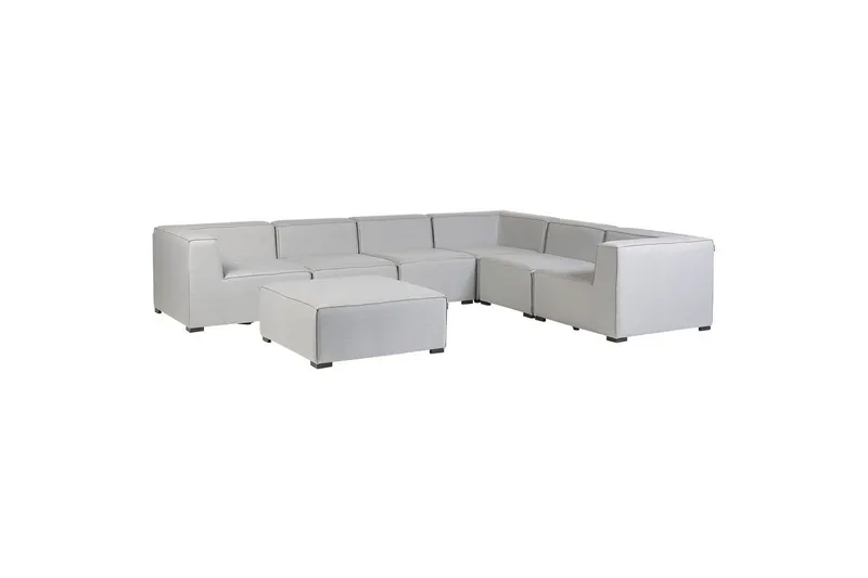 Hörnsoffa med fotpall Arezzo Grå/svart, Vänstervänd - Grå/svart, Vänstervänd - Utemöbler - Utesoffor & bänkar - Loungesoffa