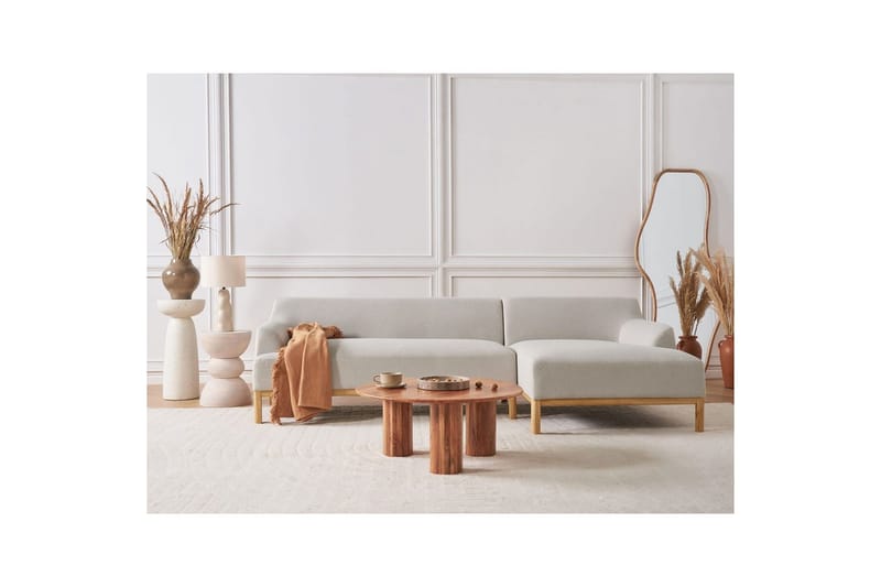 Hörnsoffa Sosjo Beige, ljust trä, Vänstervänd - Beige, ljust trä, Vänstervänd - Utemöbler - Utesoffor & bänkar - Trädgårdssoffa