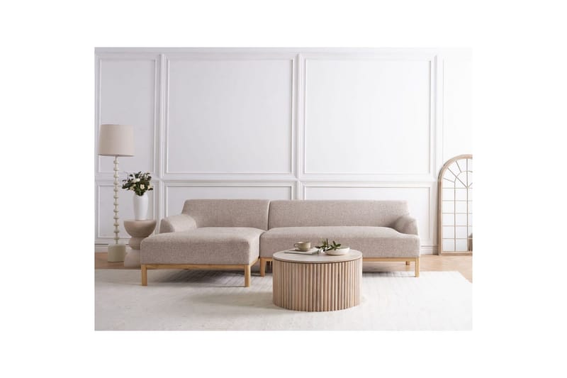 Hörnsoffa Sosjo Brunt, ljust trä, Högervänd - Brunt, ljust trä, Högervänd - Utemöbler - Utesoffor & bänkar - Trädgårdssoffa