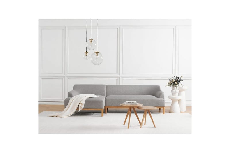 Hörnsoffa Sosjo Grå, ljust trä, Högervänd - Grå, ljust trä, Högervänd - Möbler - Vardagsrum - Soffor - Hörnsoffor