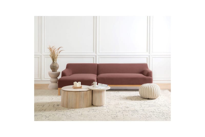 Hörnsoffa Sosjo Rött, ljust trä, Högervänd - Rött, ljust trä, Högervänd - Möbler - Vardagsrum - Soffor - Hörnsoffor