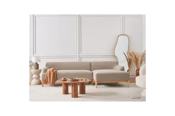 Hörnsoffa Sosjo Taupe, ljust trä, Vänstervänd - Taupe, ljust trä, Vänstervänd - Möbler - Vardagsrum - Soffor - Divansoffa & schäslong