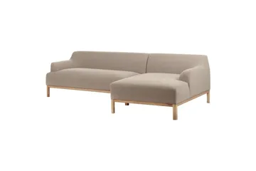 Hörnsoffa Sosjo Taupe, ljust trä, Vänstervänd - Taupe, ljust trä, Vänstervänd - Möbler - Vardagsrum - Soffor - Divansoffa & schäslong