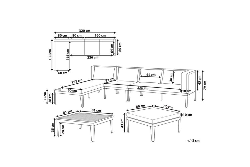 Loungegrupp med fotpall Bracciano 4-Sits - 4-Sits - Utemöbler - Utegrupp - Loungegrupp