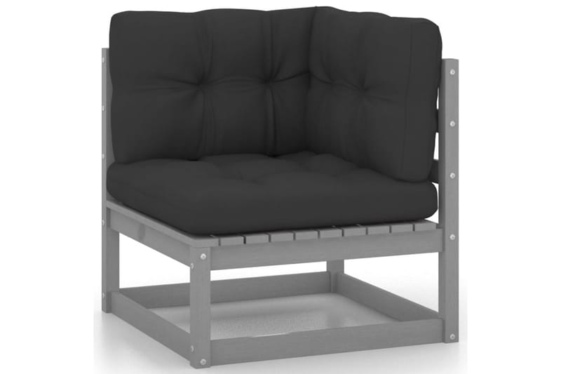 3-sitsUtesoffa med dynor massiv furu - Grå - Utemöbler - Utesoffor & bänkar - Loungesoffa
