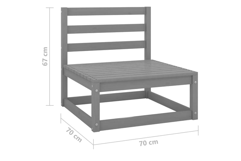 3-sitsUtesoffa med dynor massiv furu - Grå - Utemöbler - Utesoffor & bänkar - Loungesoffa