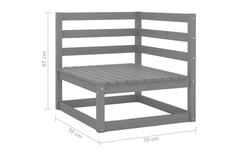 3-sitsUtesoffa med dynor massiv furu - Grå - Utemöbler - Utesoffor & bänkar - Loungesoffa