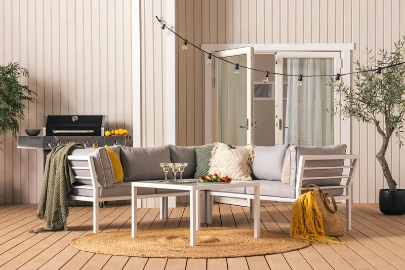 Ariany Hörnsoffa - Vit / Grå dynor - Utemöbler - Utesoffor & bänkar - Loungesoffa