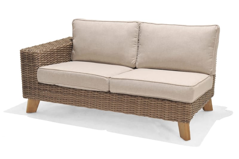 BAHAMAS 2-sits Soffa Vänster Beige/Teak - Loungesoffa
