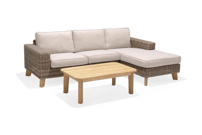 BAHAMAS 2-sits Utesoffa Höger Beige/Teak - Utemöbler - Utesoffor & bänkar - Loungesoffa